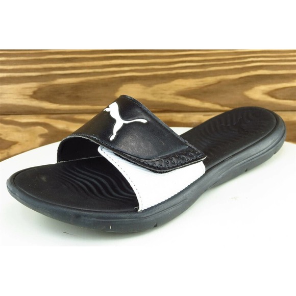 PUMA Sz 7 M Black Slide Synthetic‎ Women Sandals 0218 - Picture 1 of 8